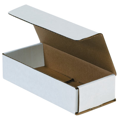 One-piece white corrugated mailers measuring 7.5" x 3.25" x 1.75" with ECT-32-B crush-resistant construction. Fold and tuck in seconds‚no tape, glue, or staples required. Lightweight design cuts postage; double-wall protection on front and sides. Sold as 50-piece bundle.
