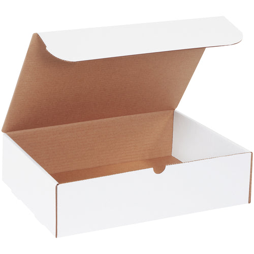 Professional-grade white literature mailers with self-sealing tabs and crush-resistant ECT-32-B corrugated construction. Size 15 1/8 x 11 1/8 x 4 inches fits standard brochures and documents without expensive custom solutions. Bundle of 50 ready for immediate use.