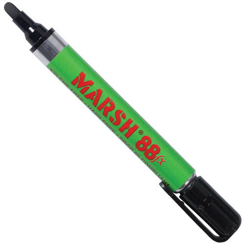 The best-selling Marsh¬Æ 88fx black metal paint markers deliver permanent, weatherproof marks on glass, poly, and non-porous surfaces in seconds. Featuring fast-drying pigmented ink and a durable disposable valve design, this case of 12 markers is essential for shipping rooms and warehouses requiring reliable, compliant labeling.