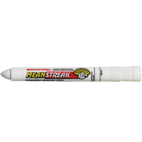 Mean Streak¬Æ white permanent markers deliver opaque, waterproof marking on wet and oily industrial surfaces‚perfect for warehouse and shipping room labeling. Quick-drying, smearproof ink resists fading on concrete, glass, metal, and non-porous materials. Case of 12 markers provides durable, cost-effective warehouse supplies for high-volume operations.