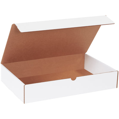 Professional-grade 16x10x3 white corrugated mailers designed for e-commerce brands shipping catalogs, brochures, and marketing materials. Self-sealing tabs provide secure closure without additional supplies, while ECT-32-B corrugated construction ensures crush resistance during transit. Bundle of 50 ready to fold and ship.