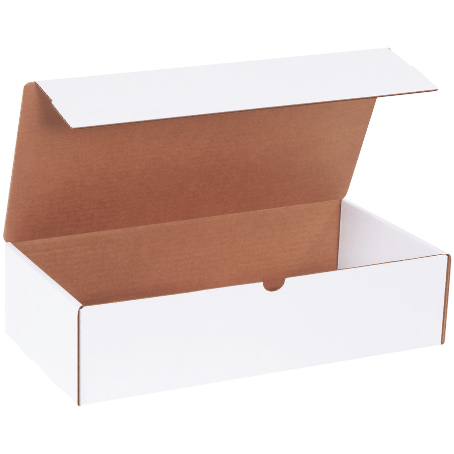 Professional white corrugated mailers sized 16x8x4 for literature, catalogs, and promotional materials. Self-sealing tabs secure contents without additional supplies‚quick assembly, crush-resistant ECT-32-B construction. Ships in convenient 50-pack bundles for cost-effective shipping.