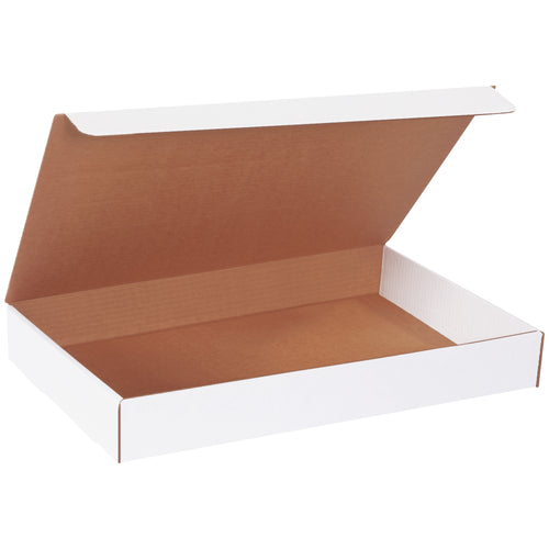 Professional white corrugated literature mailers sized 19