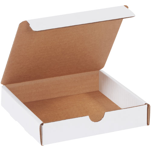 Professional-grade white literature mailers designed for e-commerce brands shipping branded content, catalogs, and promotional materials. Features ECT-32-B corrugated construction with snug-fitting self-seal tabs that require no additional supplies. Sold in convenient 50-pack bundles for immediate deployment.