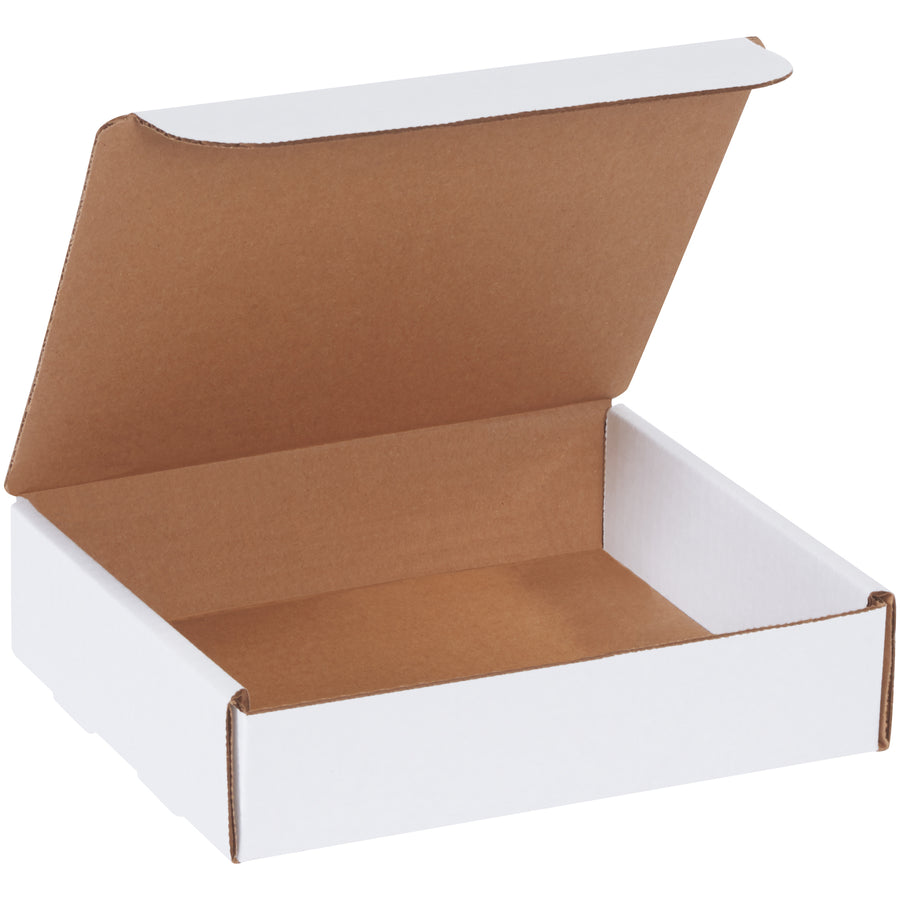 Professional 8" x 7" x 2" white corrugated literature mailers designed for e-commerce brands shipping catalogs, brochures, and promotional materials. Featuring ECT-32-B crush-resistant construction with secure self-closing tabs‚no additional supplies needed. Sold in convenient 50-pack bundles.