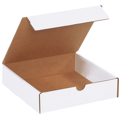 Ship literature with professional presentation using these 8x8x2 white corrugated mailers. Strong ECT-32-B construction delivers crush-resistant protection, while integrated tuck tabs ensure secure closure without additional supplies. Bundle of 50 mailers ready to fold and ship.