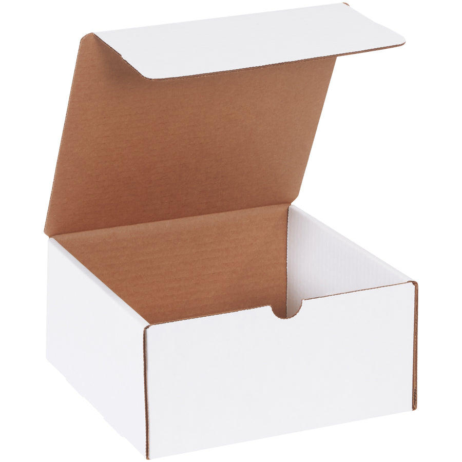 Ship branded materials with professional presentation using these 8" x 8" x 4" white corrugated literature mailers. Strong ECT-32-B construction with self-securing tabs eliminates extra assembly supplies. Ideal for e-commerce brands needing cost-effective, crush-resistant shipping solutions in bulk quantities.