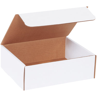 Professional-grade 9x7.5x3 white corrugated literature mailers designed for e-commerce brands shipping catalogs, brochures, and marketing materials. Heavy-duty ECT-32-B construction delivers crush resistance and reliable protection in a fold-and-tuck format requiring no additional supplies. Bundle of 50 mailers ready to ship.