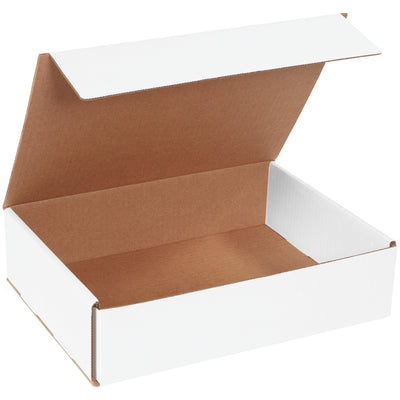 Ship lightweight items efficiently with these ECT-32-B white corrugated mailers (12" x 9" x 3"). One-piece fold-and-tuck design eliminates tape, glue, and staples while delivering crush-resistant double-wall protection on front and sides. Bulk 50-pack reduces per-unit costs and freight spend.