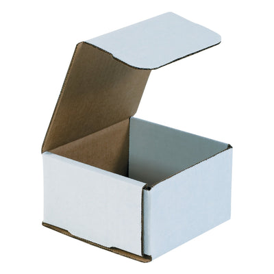 4 3/8 x 4 3/8 x 2 1/2 in ECT-32 White Corrugated Mailers 50/Bundle MLR5 - alias listing