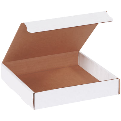 Ship literature, catalogs, and marketing materials with professional-grade white corrugated mailers designed for secure, damage-free delivery. These 7 3/8 x 7 3/8 x 1 3/8 fold-and-tuck literature mailers feature ECT-32-B strength, integrated self-sealing tabs, and quick assembly. One bundle of 50 ready-to-use corrugated mailer boxes.