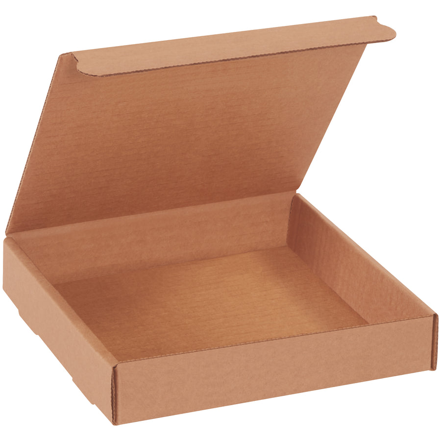 Ship professional documents and literature with confidence using these crush-resistant kraft literature mailers. Pre-designed 7 3/8" x 7 3/8" x 1 3/8" corrugated mailers assemble in seconds without tape, glue, or staples. Bundle of 50 boxes made from durable ECT-32-B kraft corrugated–the cost-effective alternative to custom cartons.