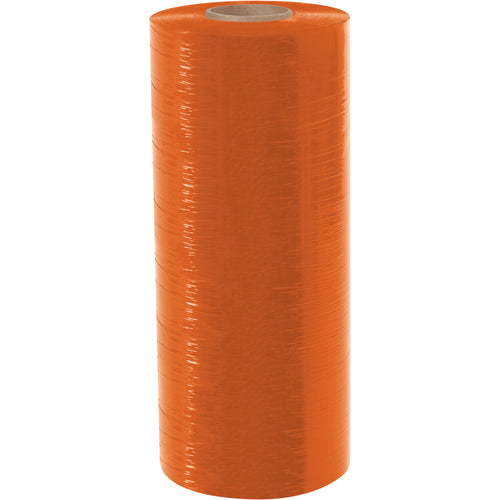Heavy-duty orange cast machine stretch film engineered for pallet warehouses needing color-coded inventory management. 20