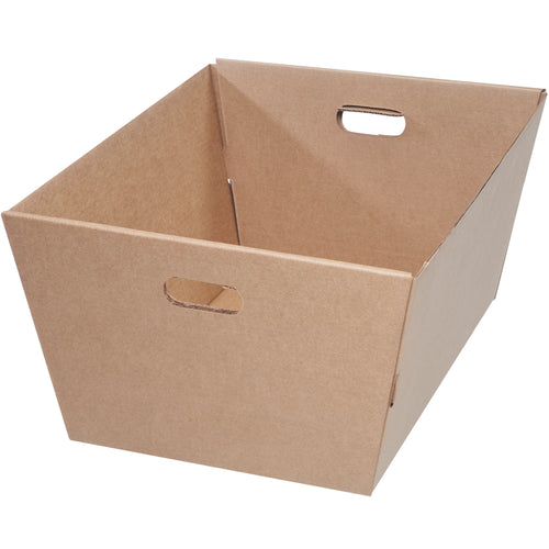 Heavy-duty ECT-44 kraft corrugated totes measuring 25