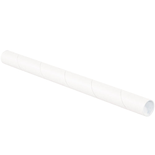 Professional-grade 1.5 x 16" white mailing tubes designed for architects, engineers, and mailroom managers shipping blueprints, posters, and rolled documents. Each case includes 50 tubes with secure snap-lock end caps that won't pop off during transit. 3-ply spiral wound fibreboard construction delivers durability while keeping shipping costs low.