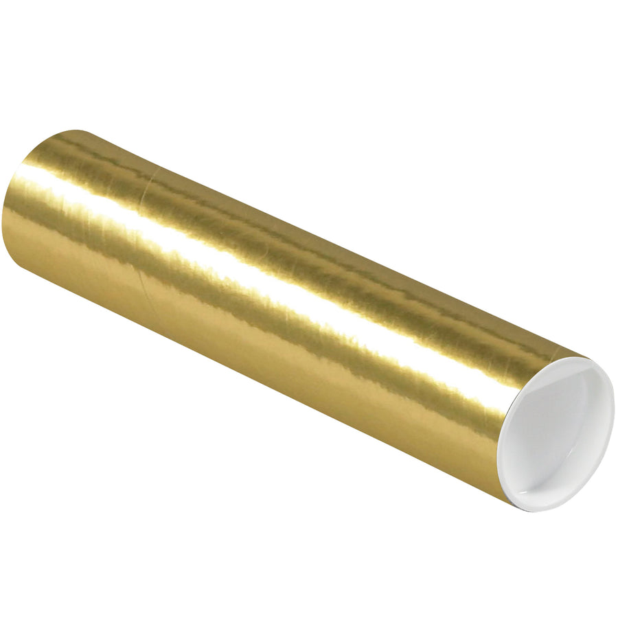 Durable 2x9" gold mailing tubes with included white plastic end caps ship documents and blueprints with professional appeal. Heavy-duty 3-ply spiral wound fibreboard construction withstands rough handling and meets shipping requirements. Case of 50 tubes provides high-volume mailroom efficiency at competitive bulk pricing.
