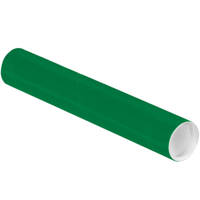 Heavy-duty 2x12" green mailing tubes built to protect documents, blueprints, and posters in transit. Constructed from 0.06" thick 3-ply spiral wound fibreboard with included white plastic end caps for secure sealing. Bulk case of 50 tubes reduces per-unit costs and ensures consistent inventory for high-volume mailers.