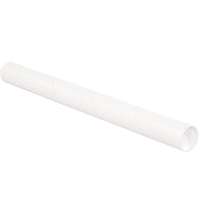 Professional-grade 2.5" diameter x 26" white mailing tubes designed for architects, mailers, and document shipping operations. Heavy-duty 3-ply spiral wound construction with included white end caps that snap securely‚no pop-offs during transit. Bulk case of 34 tubes delivers cost-efficient, reusable packaging for blueprints, posters, documents, and rolled materials.