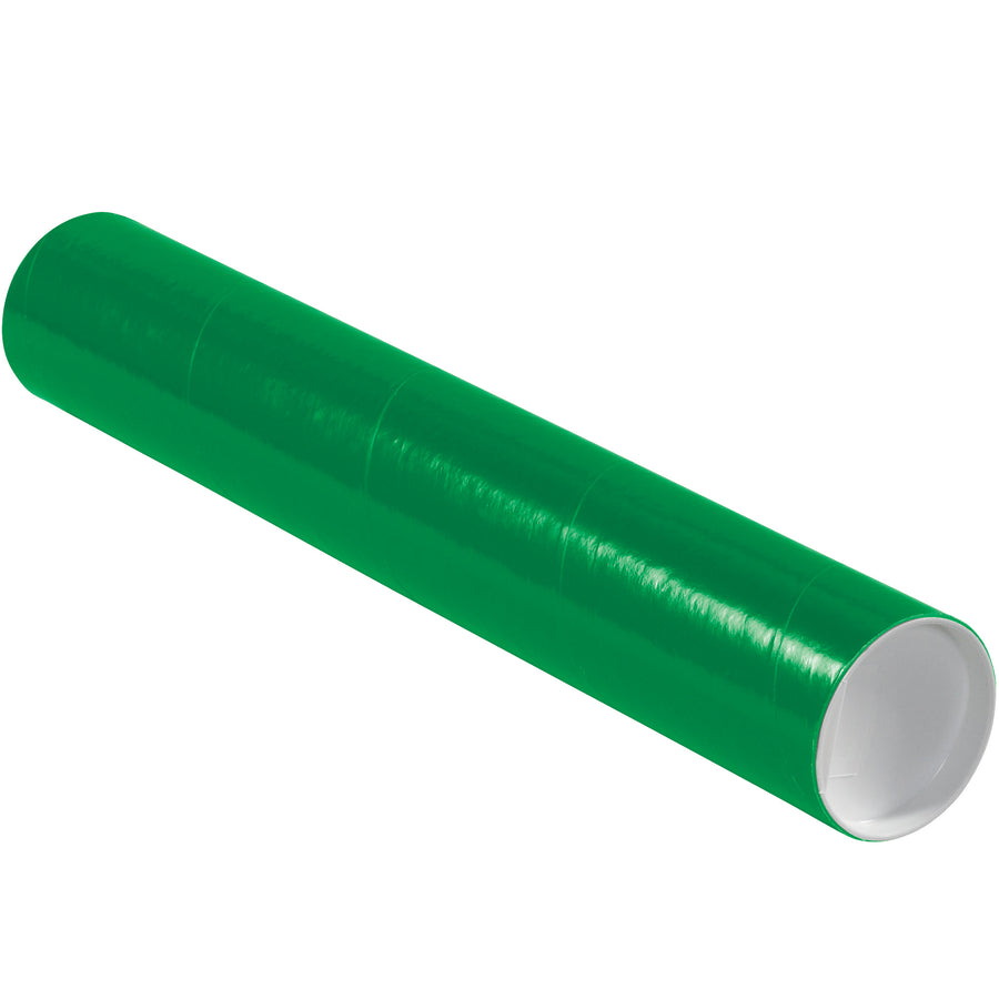 Protect and organize your documents with these professional-grade 3x18 green mailing tubes. Each case includes 24 tubes with secure white plastic end caps, featuring strong 3-ply spiral wound fibreboard construction (0.07" thick) that withstands rough handling during shipping. Color-coded design helps mailroom teams quickly identify and categorize different document types.