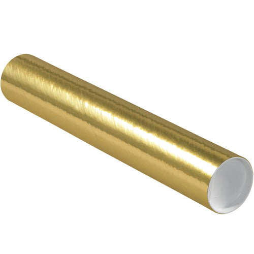 Professional-grade 3x18 gold mailing tubes built tough with 3-ply spiral wound fibreboard construction. Includes white plastic end caps for secure sealing. Case of 24 tubes delivers cost-effective document, poster, and blueprint protection–ready to ship today.
