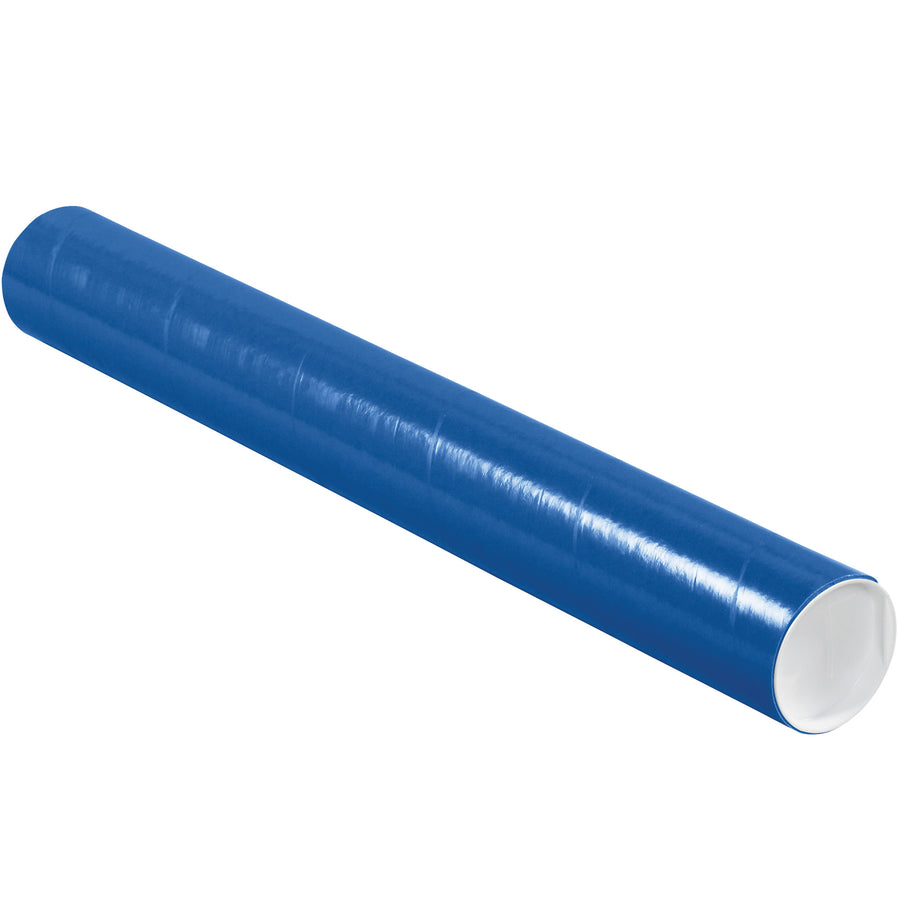 Heavy-duty 3x24" blue mailing tubes designed for architects, engineers, and mailroom professionals who need reliable document and poster protection. 3-ply spiral wound fibreboard construction with white plastic end caps included. Ships as a case of 24 tubes ready to use.