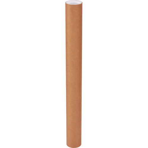 Industrial-strength 3x30 kraft mailing tubes with end caps protect documents, blueprints, and rolled materials during shipping. 0.125