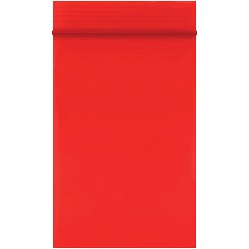 Durable 2 mil red polyethylene reclosable bags in convenient 2x3