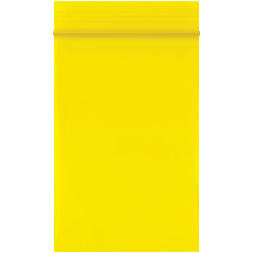 Bright yellow 2 mil reclosable poly bags in 2x3