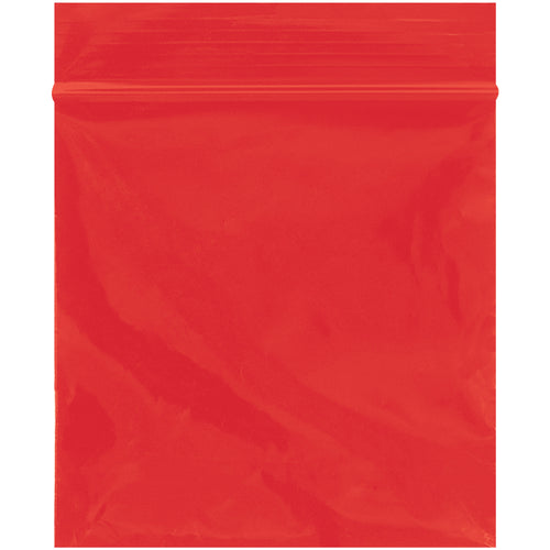 Bright red 2 mil reclosable poly bags in 3x3