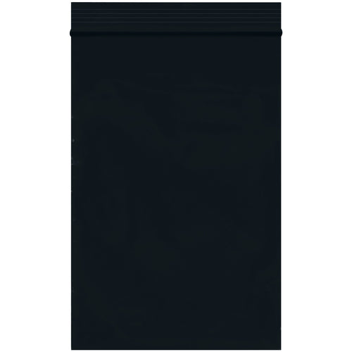 Heavy-duty black reclosable poly bags sized 4