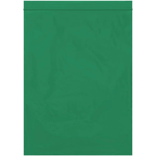 Durable 2 mil green reclosable poly bags in 9x12