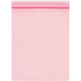 Safeguard sensitive electronic components with these 4x8" pink anti-static reclosable poly bags, featuring full-width zipper closure for secure sealing. Manufactured from 2 mil anti-static polyethylene film to prevent static discharge damage. Bulk case of 1,000 bags delivers cost-efficient ESD protection for industrial electronics packaging.