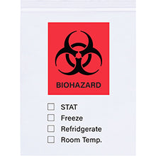8 x 10" 2 Mil Biohazard Reclosable Poly Bags - Case