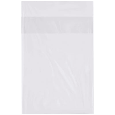 Fast, tape-free sealing with our 9x12" 1 mil clear flap lock poly bags. The 2" fold-over cuff locks items securely without adhesive or equipment. Sold by the case (1,000 bags), these durable LDPE polyethylene bags provide cost-effective protection for apparel, food, and flatware.