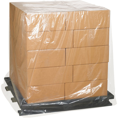 Heavy-duty 2 mil clear pallet covers sized 73"x51"x49" deliver superior moisture and dust protection for palletized goods and large equipment. Pre-cut and perforated for fast, effortless application–just unroll and cover. Sold by the case of 50 bags with built-in visibility of contents.
