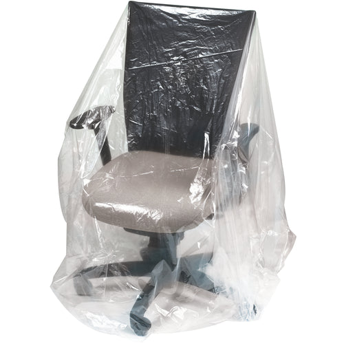 Industrial-grade clear poly furniture covers protect sofas, chairs, and love seats from dust, dirt, and shipping damage. These 1 mil protective plastic bags measure 28