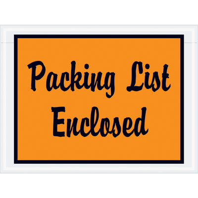 Protect critical shipping documents with these pre-printed 4.5x6" orange packing list enclosed envelopes. Made from durable 2 mil poly with hot melt adhesive backing for reliable adhesion to corrugated and paper surfaces. Full-face script printing ensures documents stay secure and visible throughout the fulfillment process–sold by the case of 1,000.