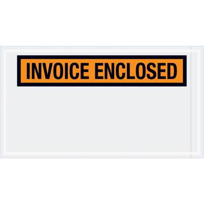 Pre-printed orange "Invoice Enclosed" envelopes keep packing lists and invoices visible and protected during shipment. Made from durable 2 mil polyethylene with adhesive backing for secure attachment. Case of 1,000 units optimizes your packaging costs while maintaining shipping compliance.