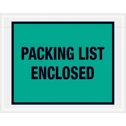 Pre-printed green packing list envelopes (7