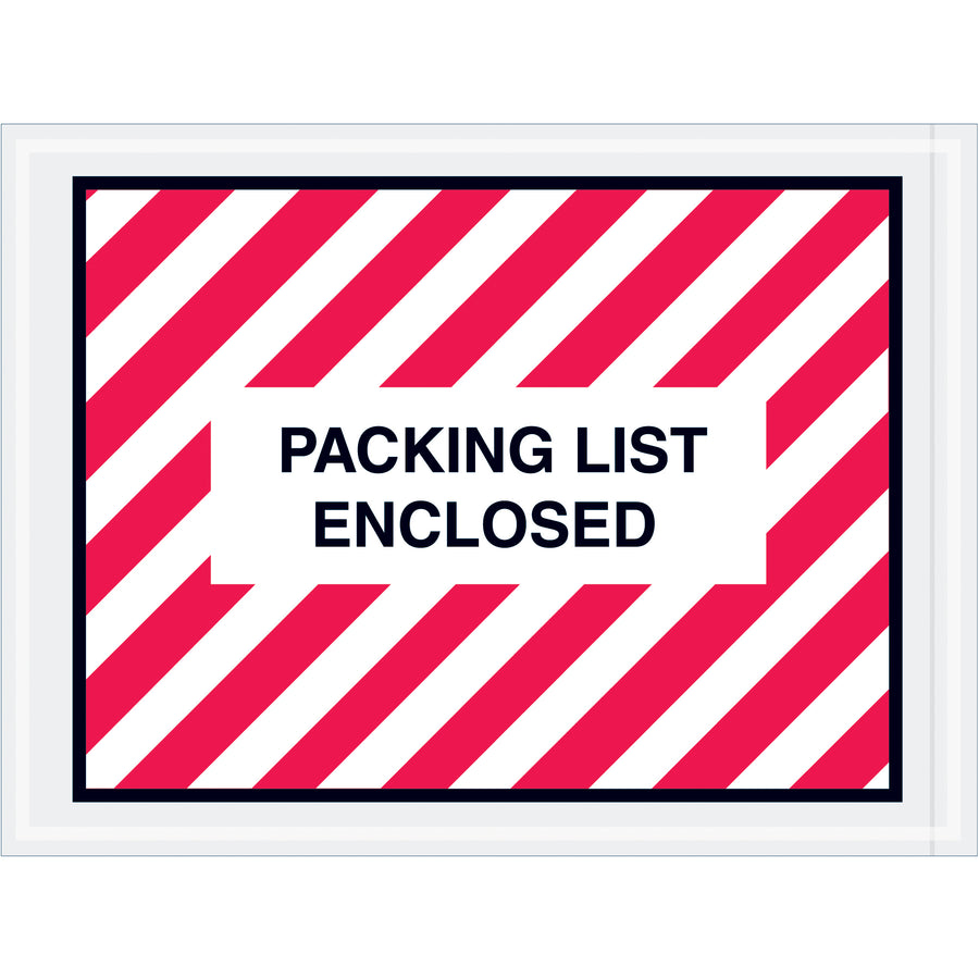 Protect shipping documents with professional pre-printed packing list envelopes. Heavy 2 mil poly construction with bold red/white stripes and hot melt adhesive backing ensures reliable document protection and easy identification during fulfillment. Case of 1000 envelopes sized 4.5" x 6".