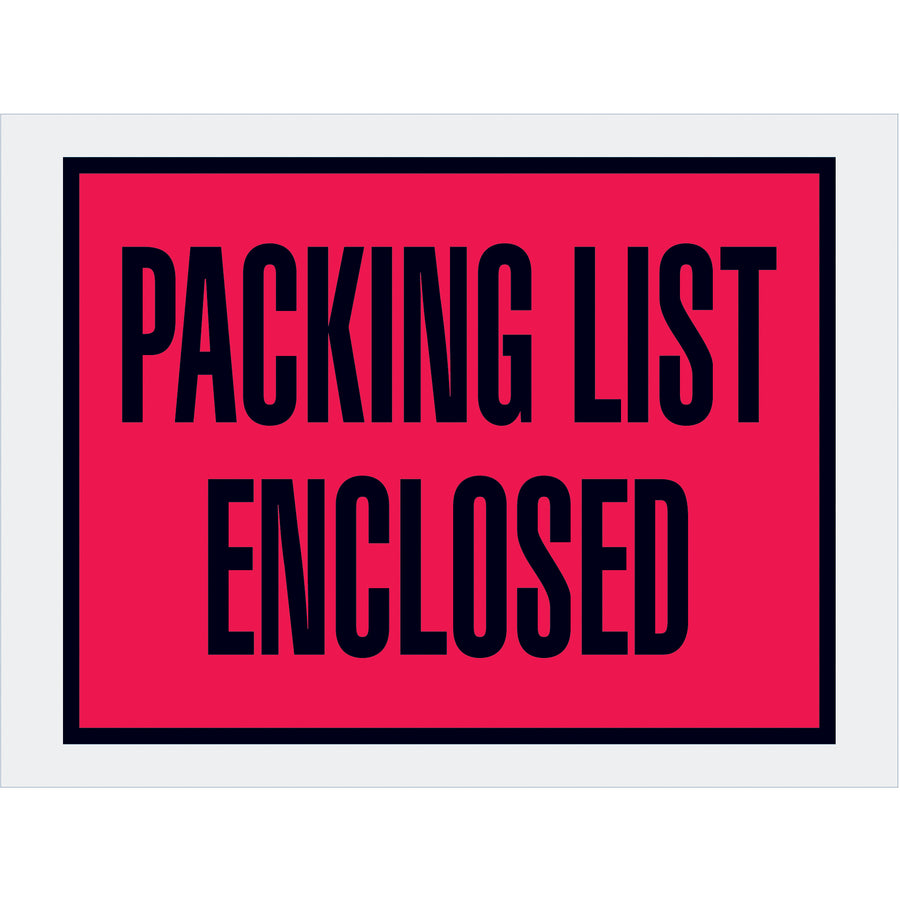 Heavy-duty 2 mil poly packing list envelopes keep your shipping documents protected and organized in transit. Pre-printed 'Packing List Enclosed' messaging eliminates manual labeling and speeds fulfillment. Red color provides high visibility for fast identification‚1,000 envelopes per case.