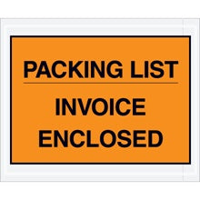 4.5x5.5 Orange "Packing List/Invoice Enclosed" Envelopes 1000/Case