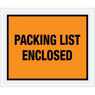 10x12" Orange Packing List Enclosed Envelopes - 2 Mil Poly, 500/Case