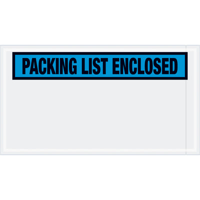 Pre-printed blue packing list enclosed envelopes designed for shipping managers who need document protection during fulfillment. 5.5" x 10" poly construction with hot melt adhesive backing ensures secure adhesion to corrugated boxes and paper. Case of 1,000 envelopes ready to streamline your packing process.