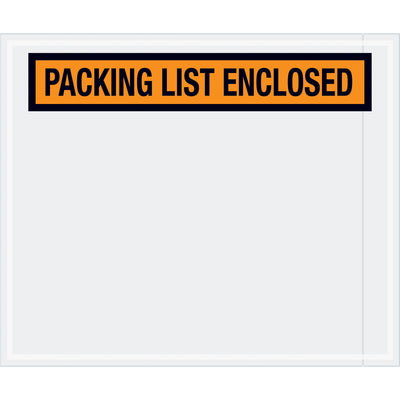 Protect shipping documents with pre-printed 10" x 12" orange packing list envelopes. Heavy-duty 2 mil poly construction with hot melt adhesive ensures secure attachment to corrugated boxes and paper products. Case of 500 envelopes ready to streamline your fulfillment operations.