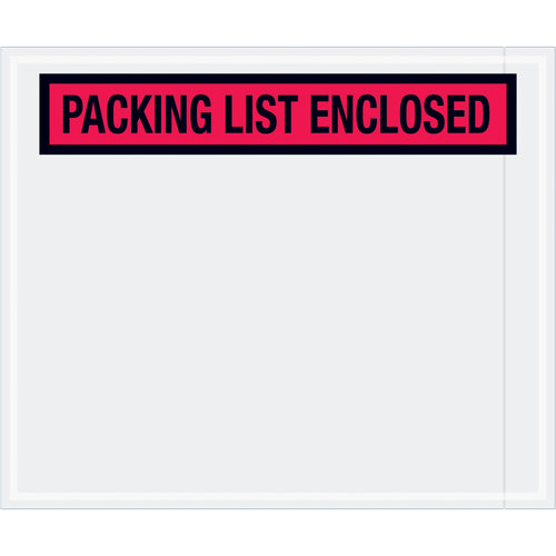 Pre-printed red packing list envelopes keep shipping documents safe and organized. 10