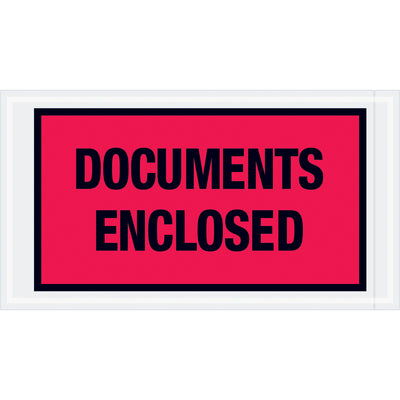 Protect critical shipping documents with our 5.5x10" red "Documents Enclosed" envelopes. Heavy-duty 2 mil polyethylene with strong adhesive backing adheres to virtually any surface. Case of 1,000 envelopes delivers cost-effective compliance for high-volume shipping operations.