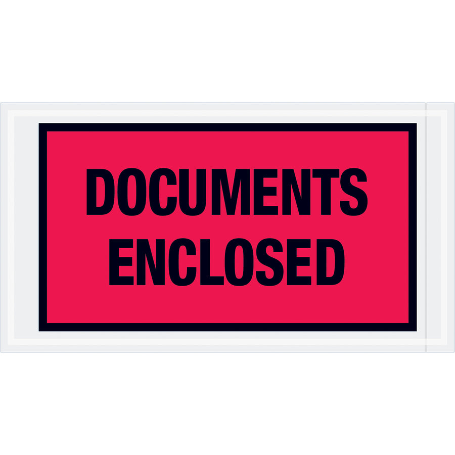 Protect critical shipping documents with our 5.5x10" red "Documents Enclosed" envelopes. Heavy-duty 2 mil polyethylene with strong adhesive backing adheres to virtually any surface. Case of 1,000 envelopes delivers cost-effective compliance for high-volume shipping operations.