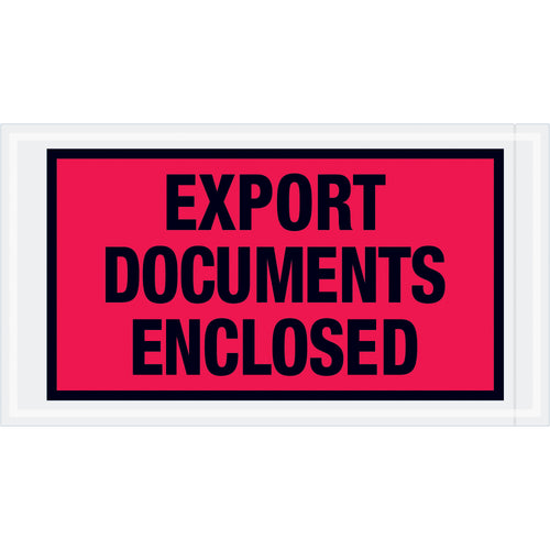 Protect and organize critical shipping documents with these heavy-duty 5.5x10 red export envelopes. Pre-printed with specialty messages and backed with hot melt adhesive for strong, reliable adhesion to paper and corrugated. Sold by the case (1000 envelopes) for maximum efficiency.