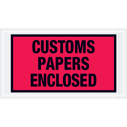 Industrial-grade red packing list envelopes designed to protect and display shipping documents, customs papers, and miscellaneous shipment information. These 5.5